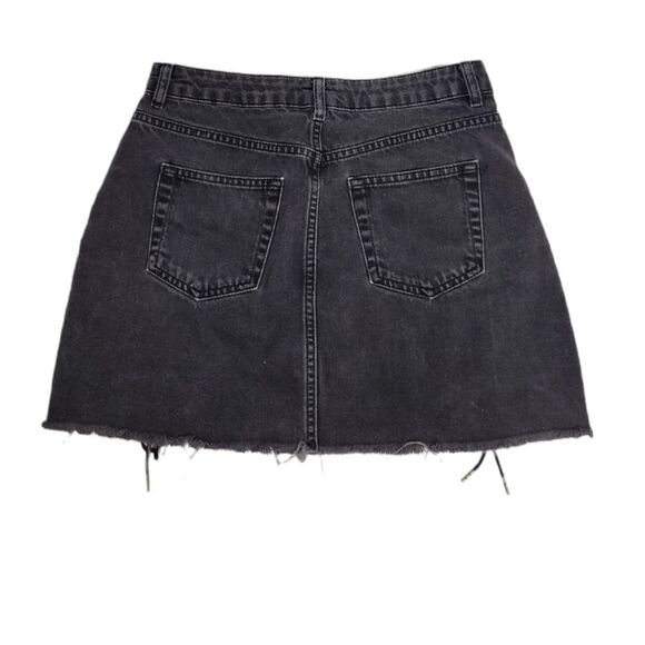 TOPSHOP Moto black mini skirt lace up goth raw hem distressed 8 - Picture 4 of 9